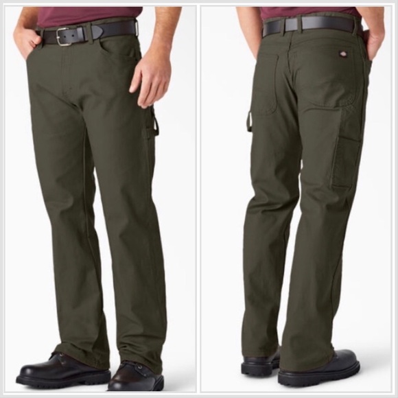 Dickies Relaxed Fit Heavyweight Duck Carpenter Pants Olive Green size 38x32 - Picture 1 of 13